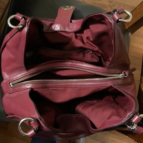 Burgundy Leather Coach Bag - Picture 4 of 5